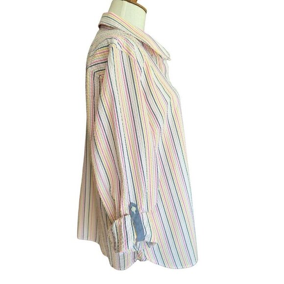 Tommy Hilfiger Striped Collared Long Sleeve Button Up Shirt Women's Sz XL - Picture 6 of 14